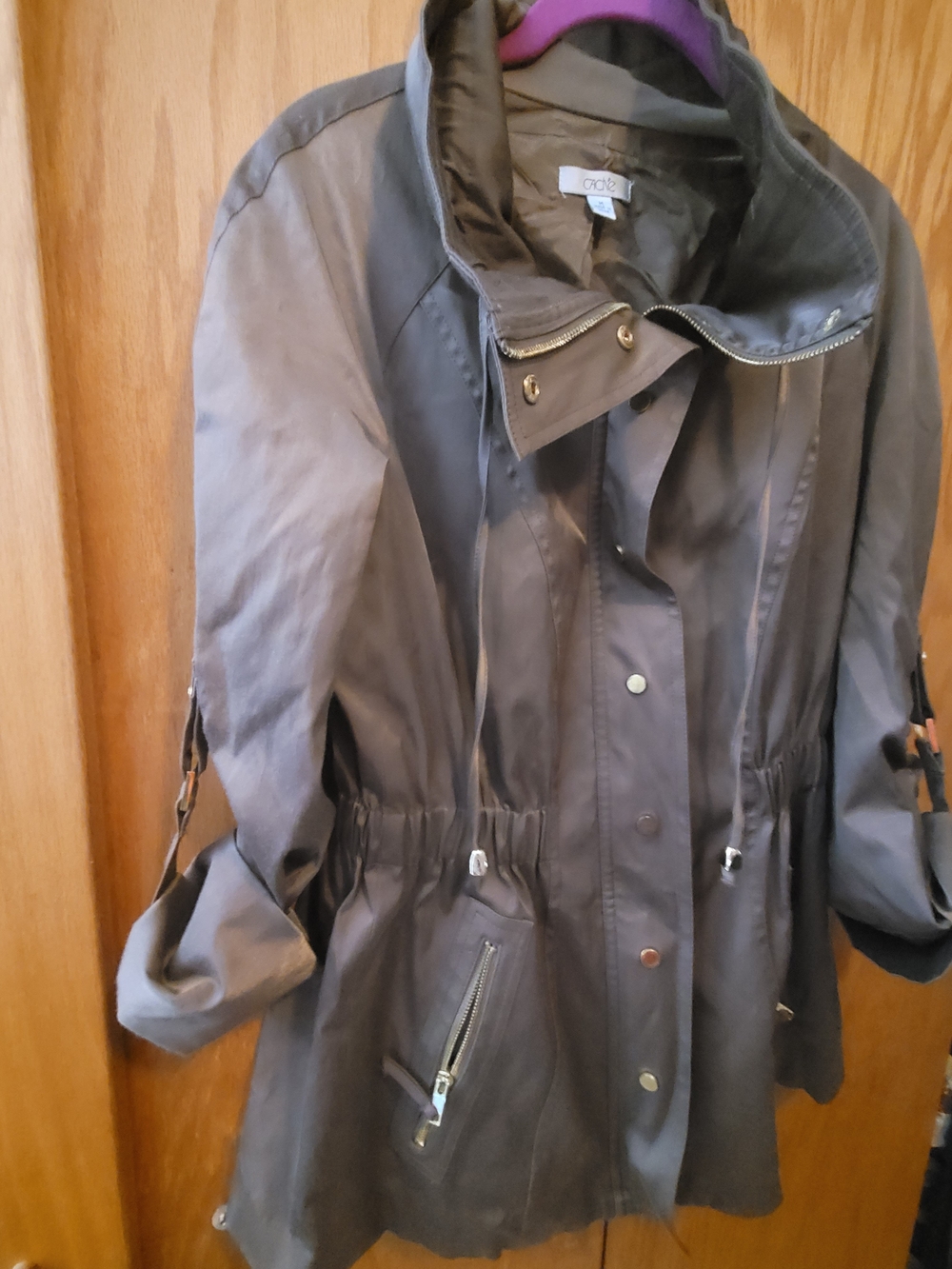 Cache Brown (Sheen) Utility Drawstring-Waist Jacket Safari Style